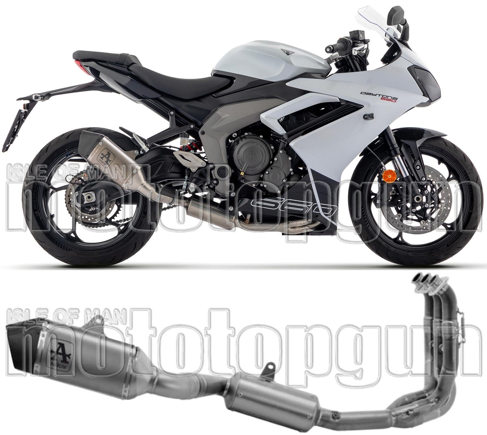 Complete Catalytic Exhaust System With Sound Certification Veloce Titanium Carbon - Arrow Special Parts Compatible With Triumph Daytona 660 (2024-2026)