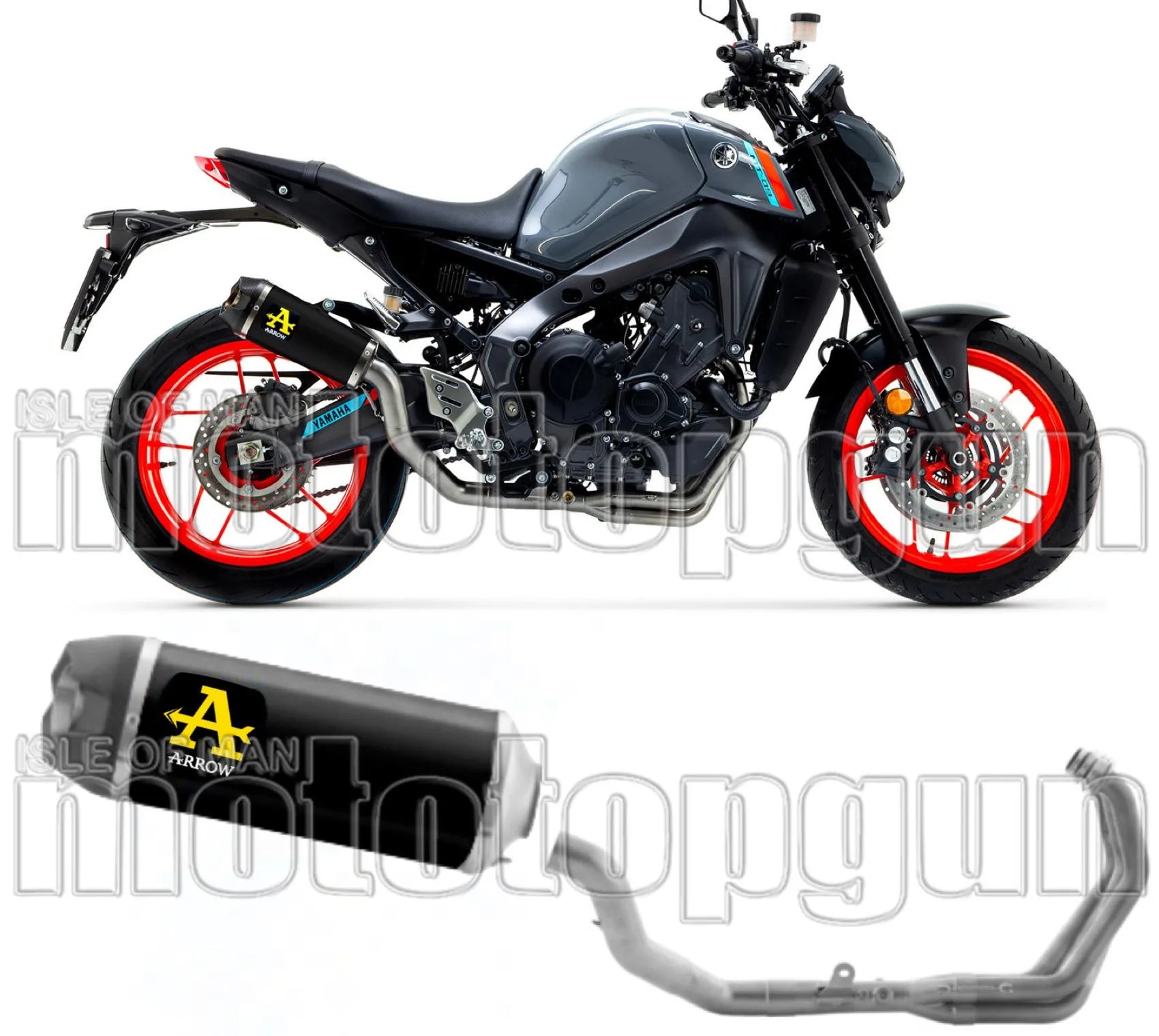 Complete Non-Catalytic Exhaust System With Sound Certification Works Black Nichrom Carbon - Arrow Special Parts Compatible With Yamaha Mt-09 (2021-2023)