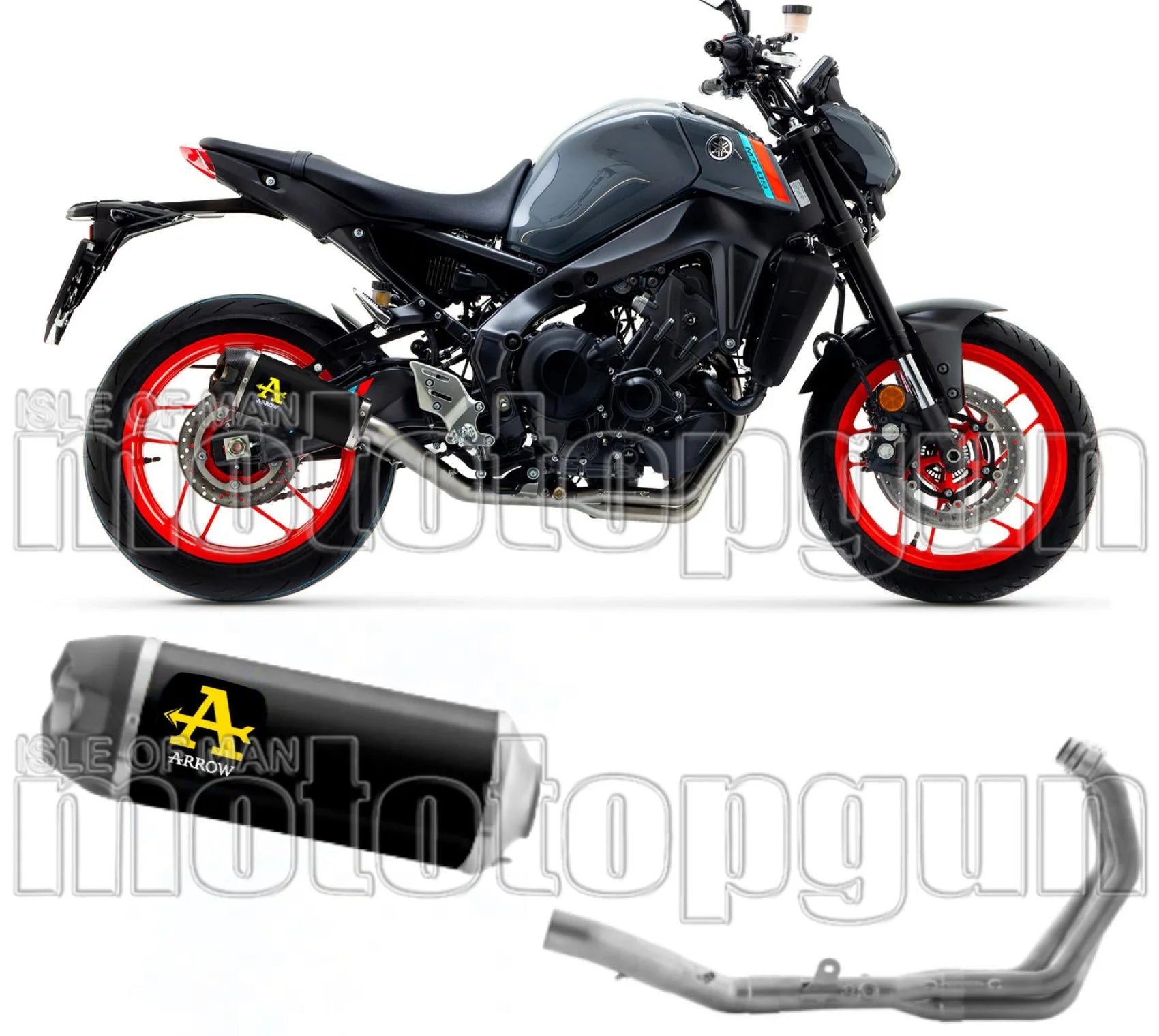 Complete Non-Catalytic Exhaust System With Sound Certification Works Black Nichrom Carbon - Arrow Special Parts Compatible With Yamaha Mt-09 (2021-2023)