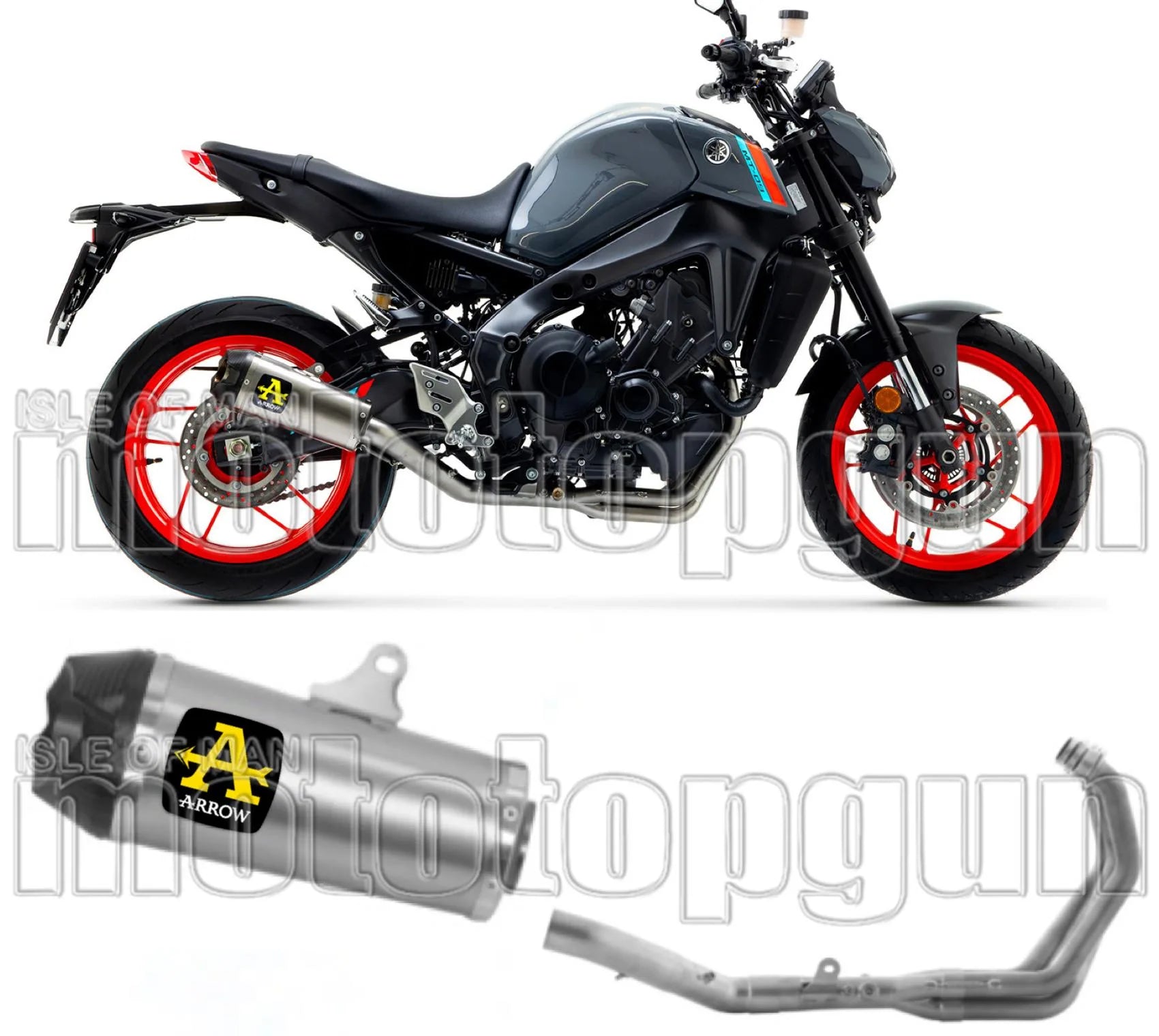 Complete Non-Catalytic Exhaust System With Sound Certification Works Titanium Carbon - Arrow Special Parts Compatible With Yamaha Mt-09 (2021-2023)