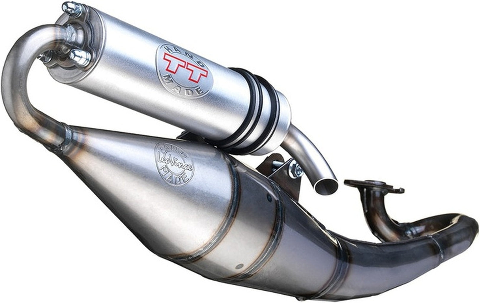 Complete Catalytic Exhaust System With Sound Certification Hand Made Tt Aluminum - Leovince Compatible With Peugeot X-Fight 50 Wrc Liquid (2002-2003)