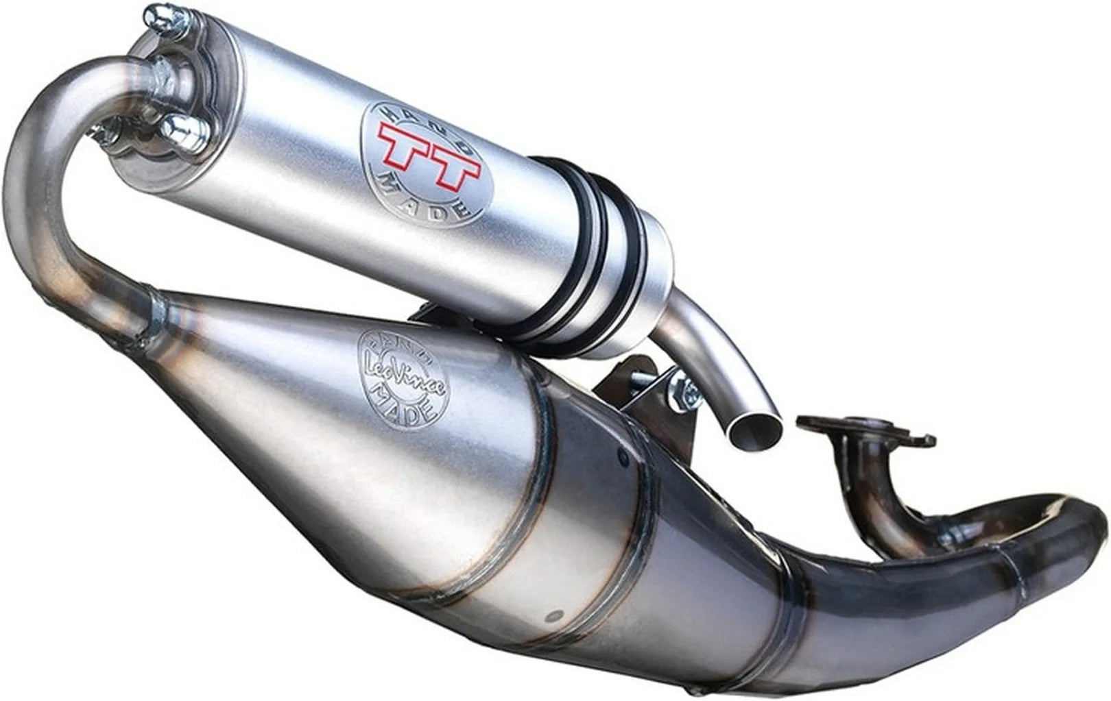 Complete Catalytic Exhaust System With Sound Certification Hand Made Tt Aluminum - Leovince Compatible With Cpi Hussar 50