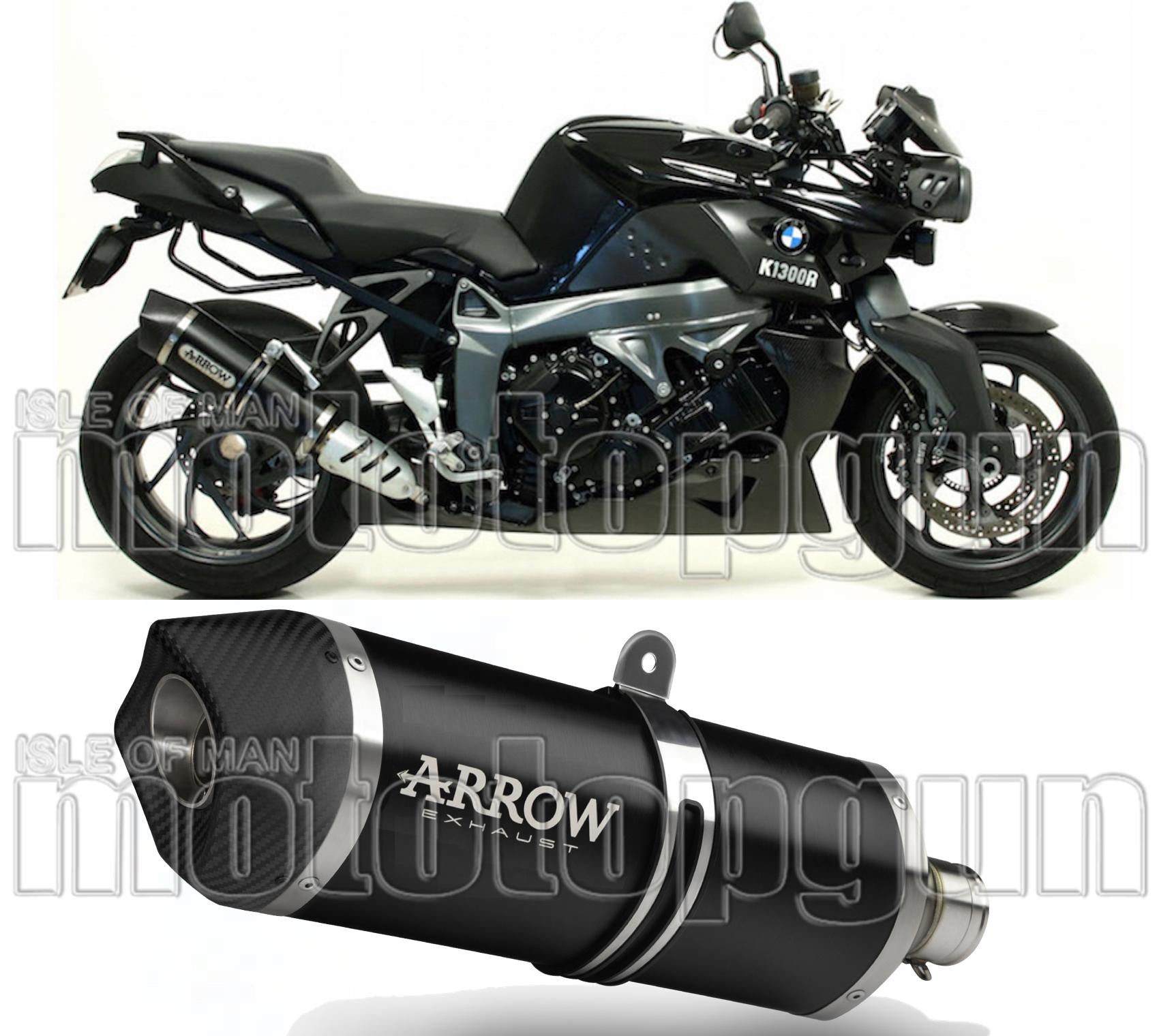Catalytic Exhaust Tip With Sound Certification Maxi Race-Tech Black Aluminium Carbon - Arrow Special Parts Compatible With Bmw K 1300 R (2009-2016)
