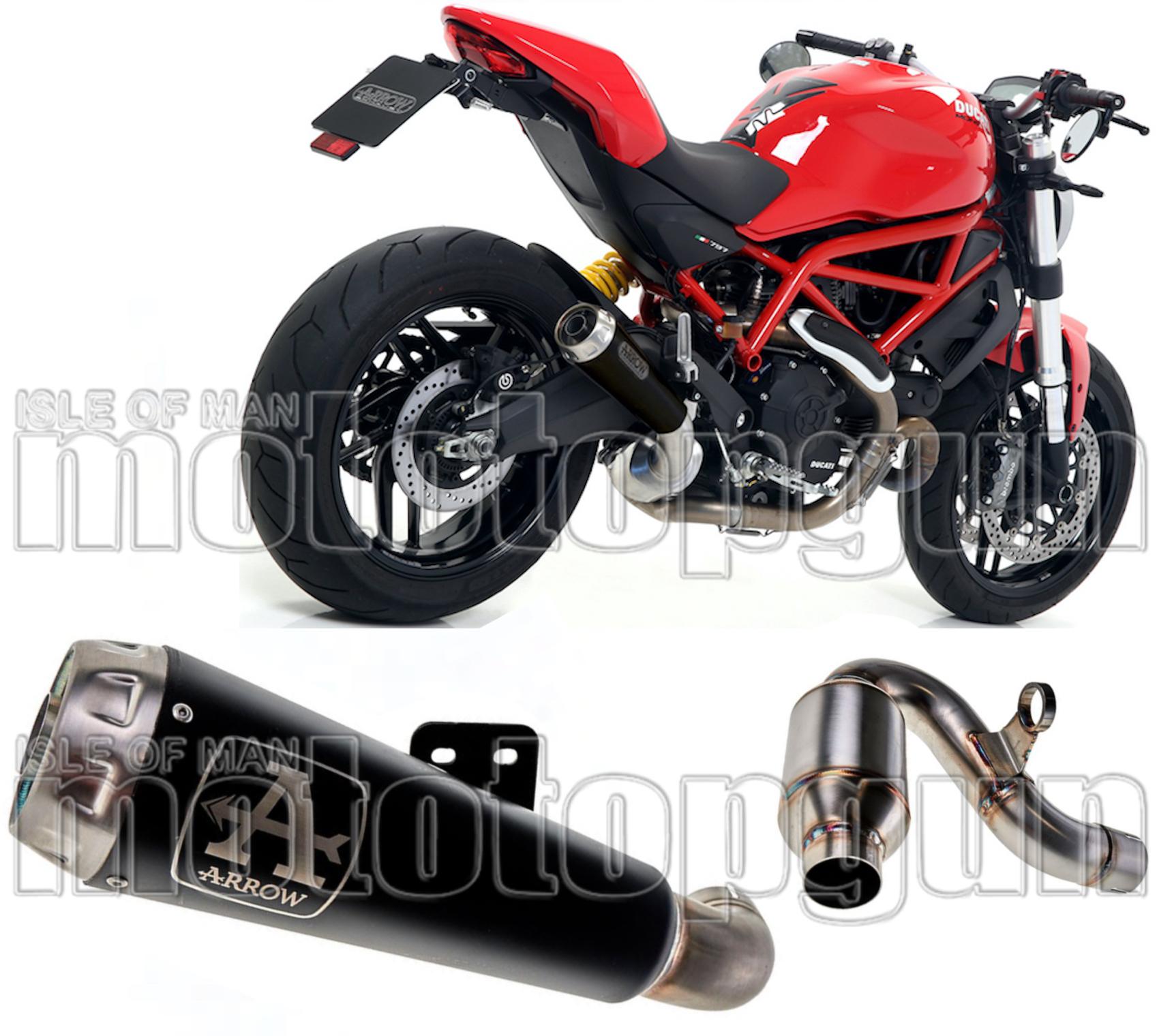 Catalytic Exhaust Tip With Sound Certification Pro-Race Black Nichrom Stainless Steel - Arrow Special Parts Compatible With Ducati Monster 797 (2017-2018)
