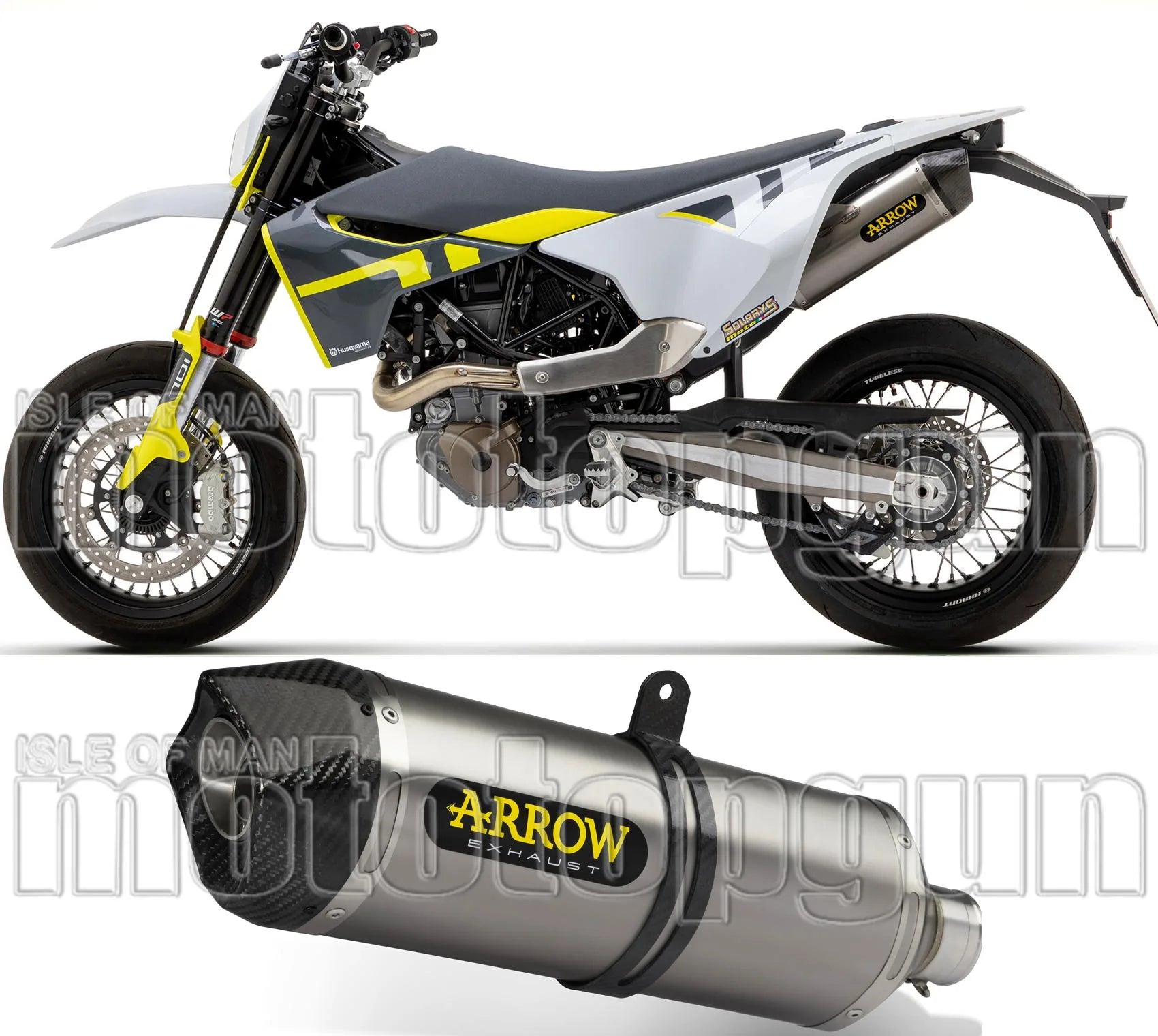 Catalytic Exhaust Tip With Sound Certification Race-Tech Titanium Carbon - Arrow Special Parts Compatible With Husqvarna 701 Enduro (2021-2024)