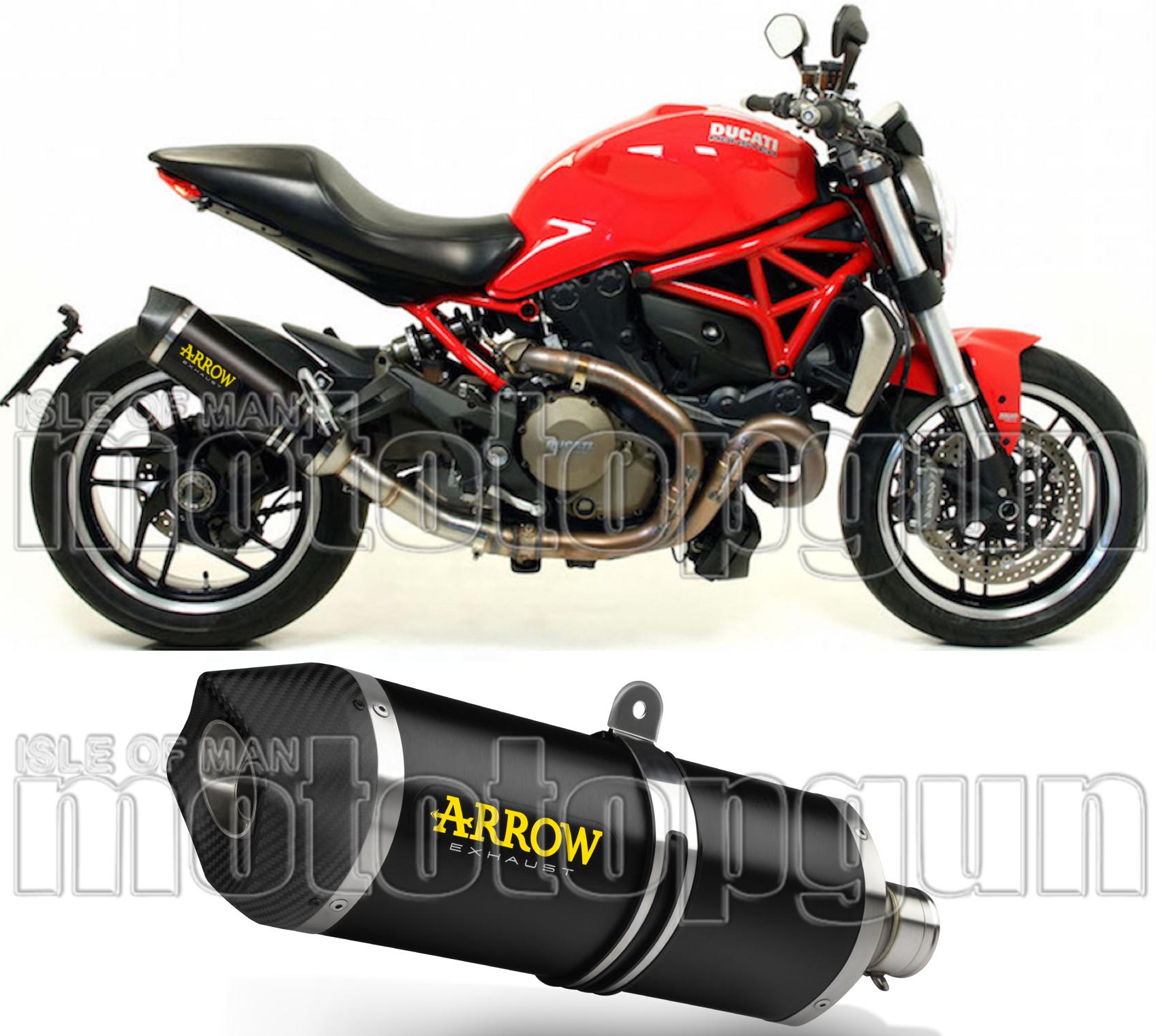 Catalytic Exhaust Tip With Sound Certification Race-Tech Black Aluminium Carbon - Arrow Special Parts Compatible With Ducati Monster 1200 (2014-2015)