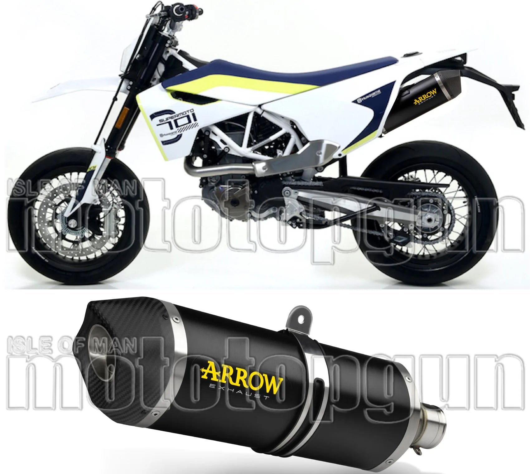 Catalytic Exhaust Tip With Sound Certification Race-Tech Black Aluminium Carbon - Arrow Special Parts Compatible With Husqvarna 701 Supermoto (2017-2020)