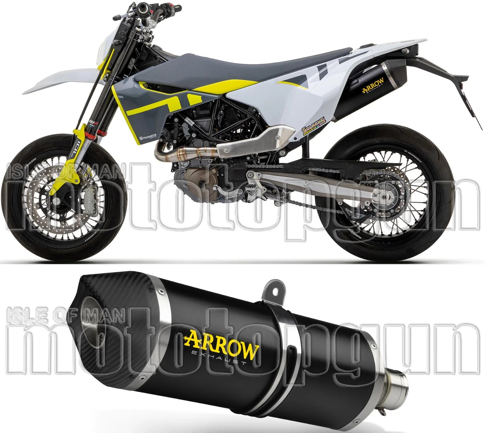 Catalytic Exhaust Tip With Sound Certification Race-Tech Black Aluminium Carbon - Arrow Special Parts Compatible With Husqvarna 701 Supermoto (2021-2024)