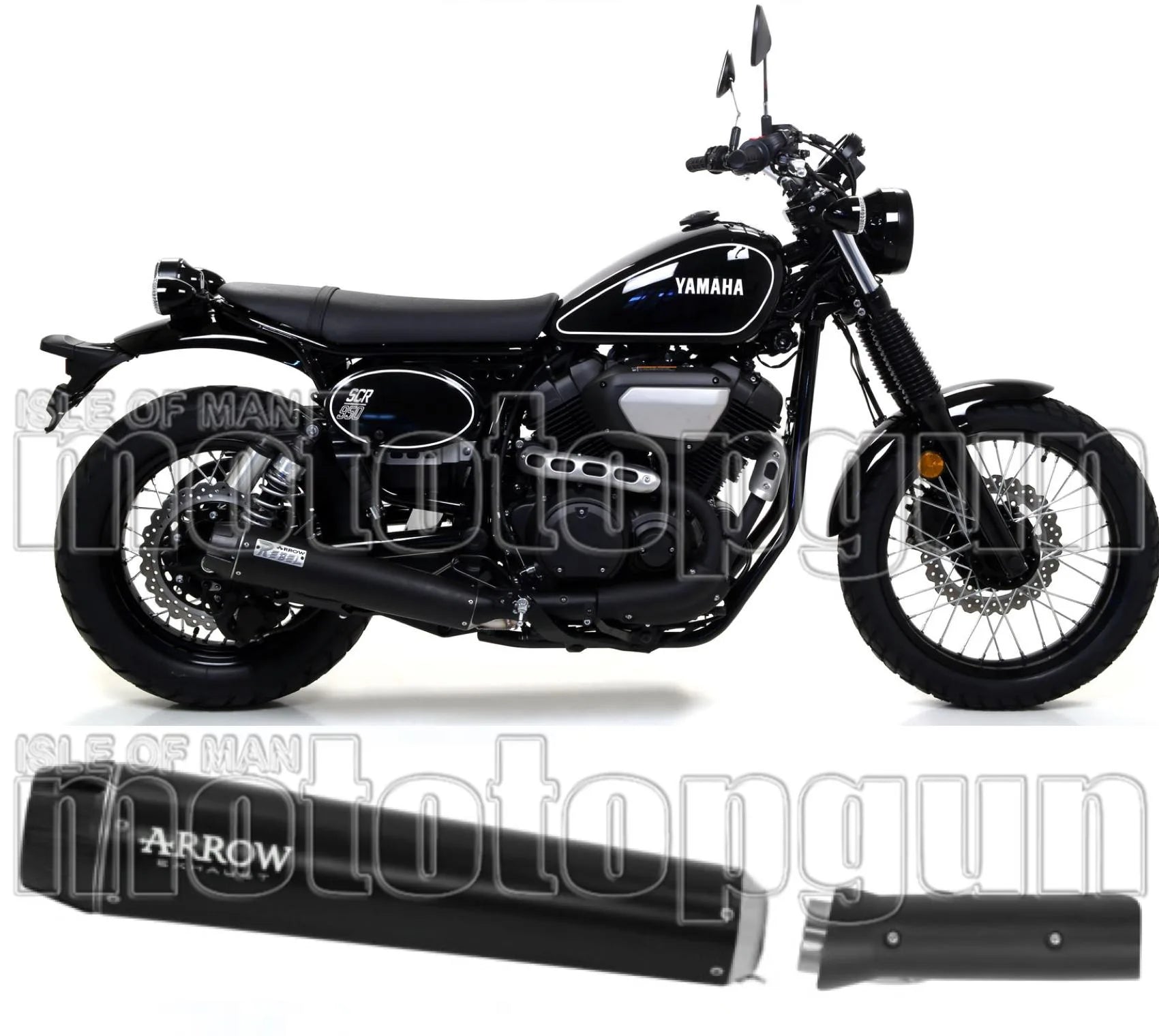 Catalytic Exhaust Tip With Sound Certification Rebel Black Aluminium Carbon - Arrow Special Parts Compatible With Yamaha Scr 950 (2017-2020)