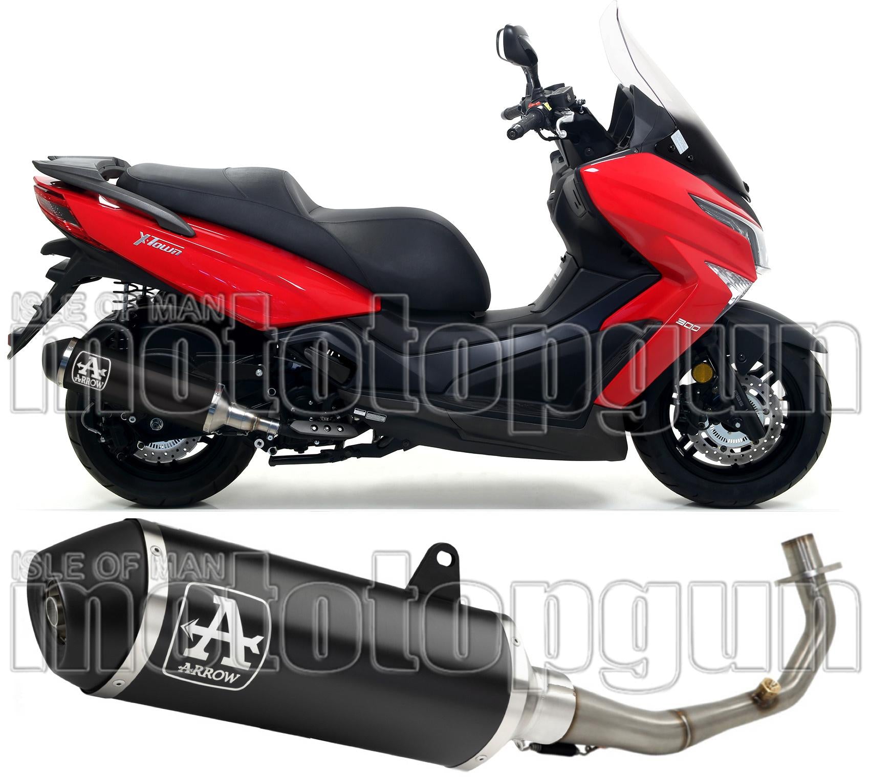 Catalytic Exhaust Tip With Sound Certification Urban Black Aluminium Stainless Steel Black - Arrow Special Parts Compatible With Kymco X-Town 300 (2017-2020)