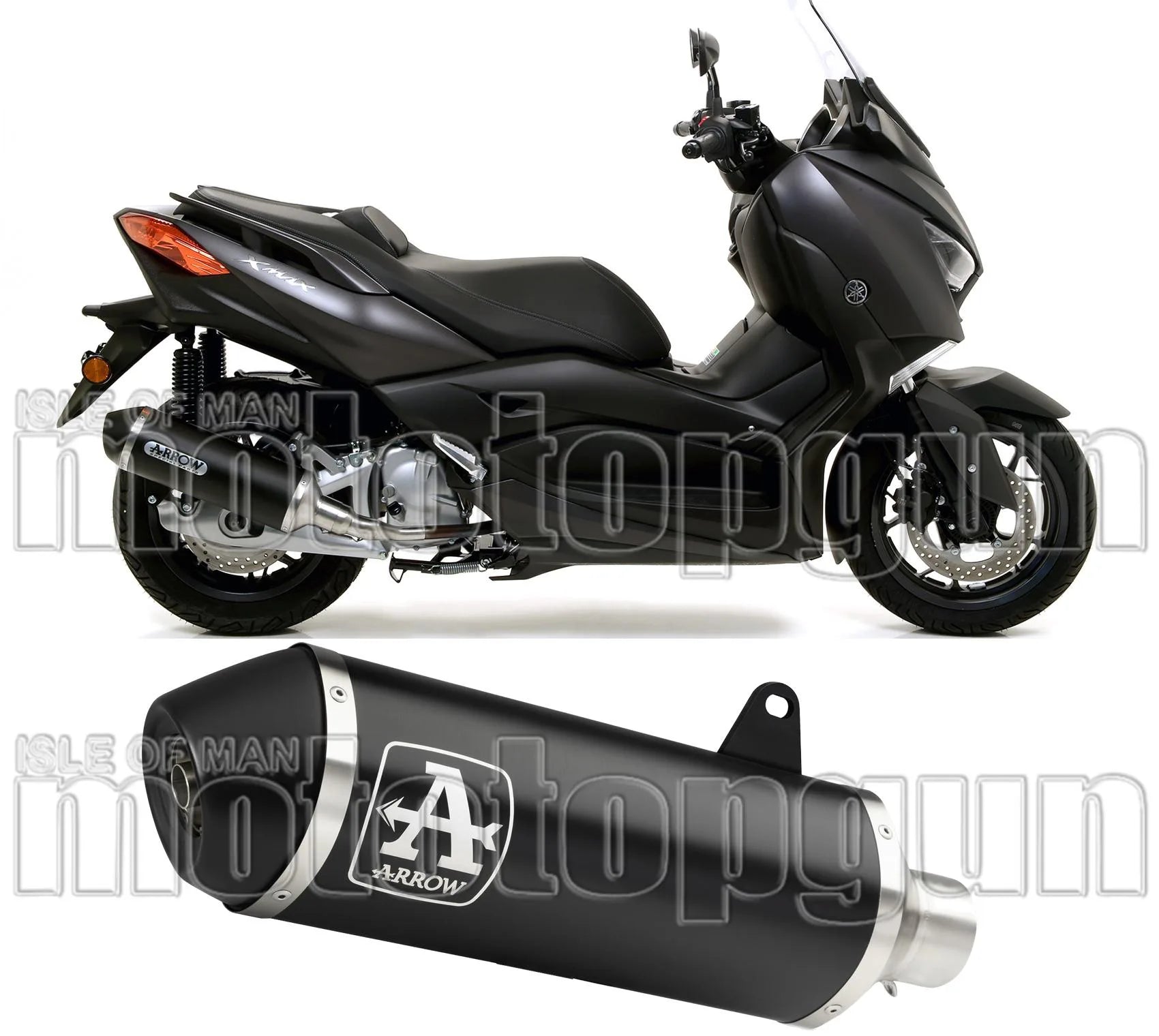 Catalytic Exhaust Tip With Sound Certification Urban Black Aluminium Stainless Steel Black - Arrow Special Parts Compatible With Yamaha X-Max 125 (2018-2020)