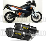 Dual Catalytic Exhaust Tips With Sound Certification Race-Tech Black Aluminium Carbon - Arrow Special Parts Compatible With Ktm 990 Smt (2009-2013)