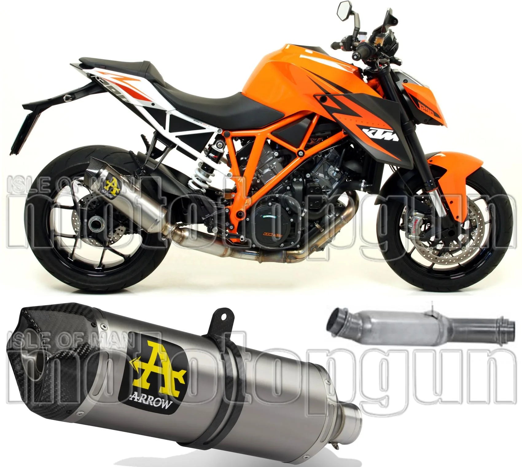 Non-Catalytic Exhaust Tip With Sound Certification Race-Tech Titanium Carbon - Arrow Special Parts Compatible With Ktm 1290 Superduke R (2014-2016)