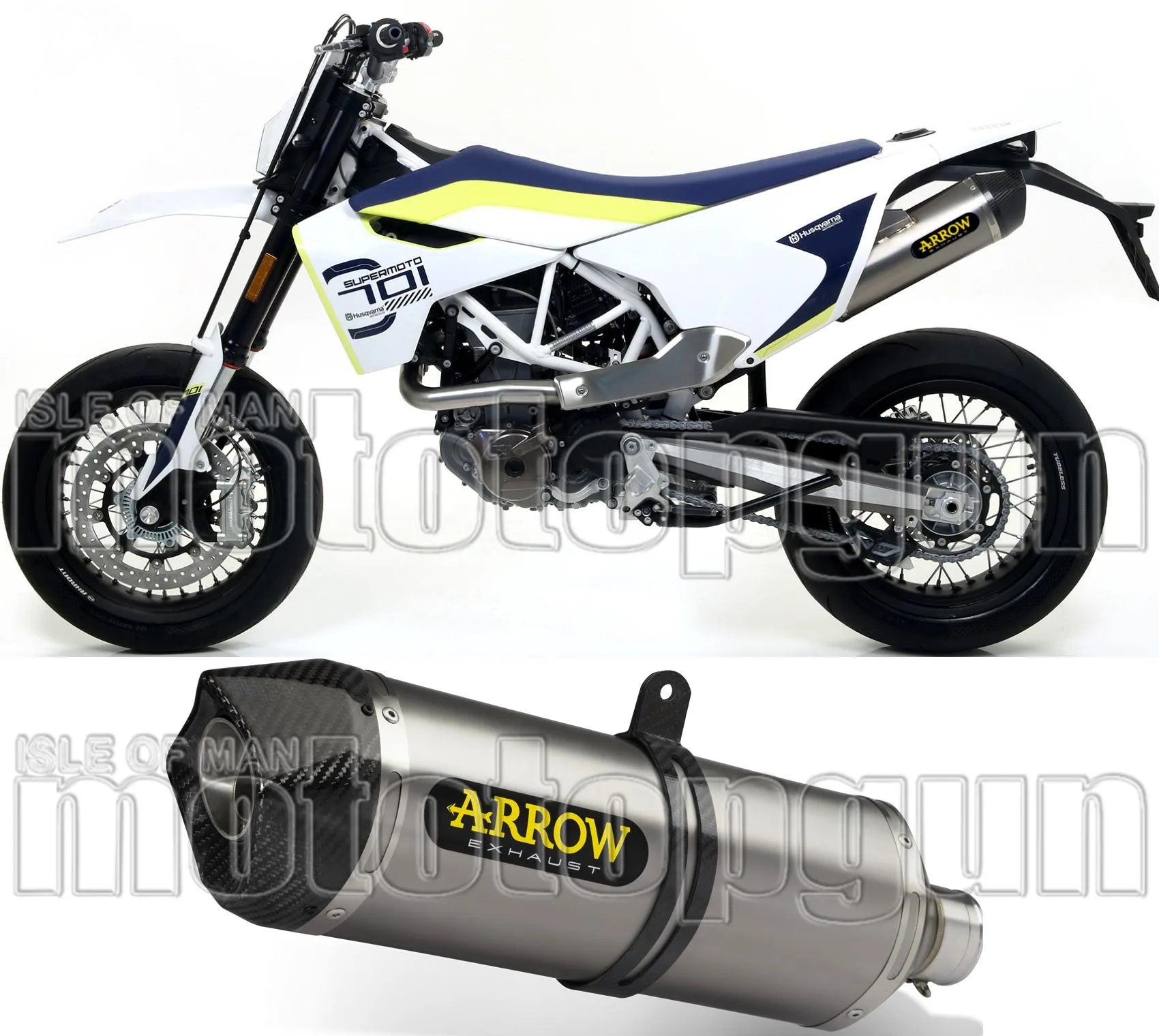Non-Catalytic Exhaust Tip With Sound Certification Race-Tech Aluminium Carbon - Arrow Special Parts Compatible With Husqvarna 701 Supermoto (2017-2020)