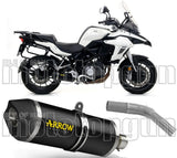 Non-Catalytic Exhaust Tip With Sound Certification Race-Tech Black Aluminium Carbon - Arrow Special Parts Compatible With Benelli Trk 502 (2017-2020)