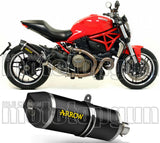 Non-Catalytic Exhaust Tip With Sound Certification Race-Tech Black Aluminium Carbon - Arrow Special Parts Compatible With Ducati Monster 1200 (2014-2015)