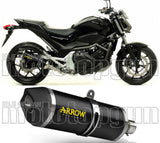 Non-Catalytic Exhaust Tip With Sound Certification Race-Tech Black Aluminium Carbon - Arrow Special Parts Compatible With Honda Nc 700 S (2012-2014)