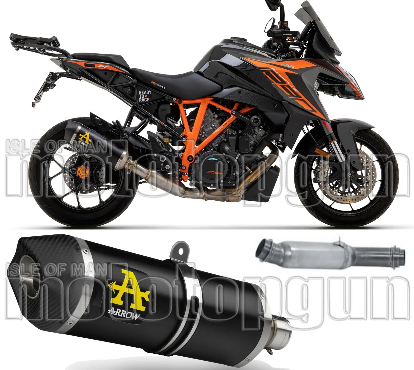 Non-Catalytic Exhaust Tip With Sound Certification Race-Tech Black Aluminium Carbon - Arrow Special Parts Compatible With Ktm 1290 Superduke Gt (2017-2024)
