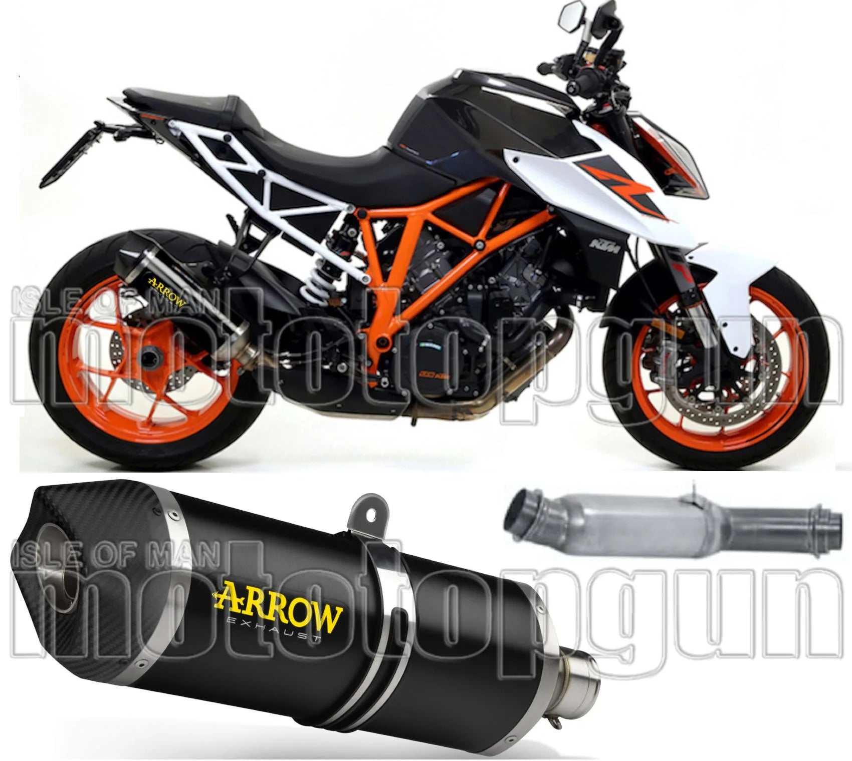 Non-Catalytic Exhaust Tip With Sound Certification Race-Tech Black Aluminium Carbon - Arrow Special Parts Compatible With Ktm 1290 Superduke R (2014-2016)