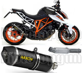 Non-Catalytic Exhaust Tip With Sound Certification Race-Tech Black Aluminium Carbon - Arrow Special Parts Compatible With Ktm 1290 Superduke R (2014-2016)