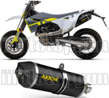 Non-Catalytic Exhaust Tip With Sound Certification Race-Tech Black Aluminium Carbon - Arrow Special Parts Compatible With Husqvarna 701 Enduro (2021-2024)