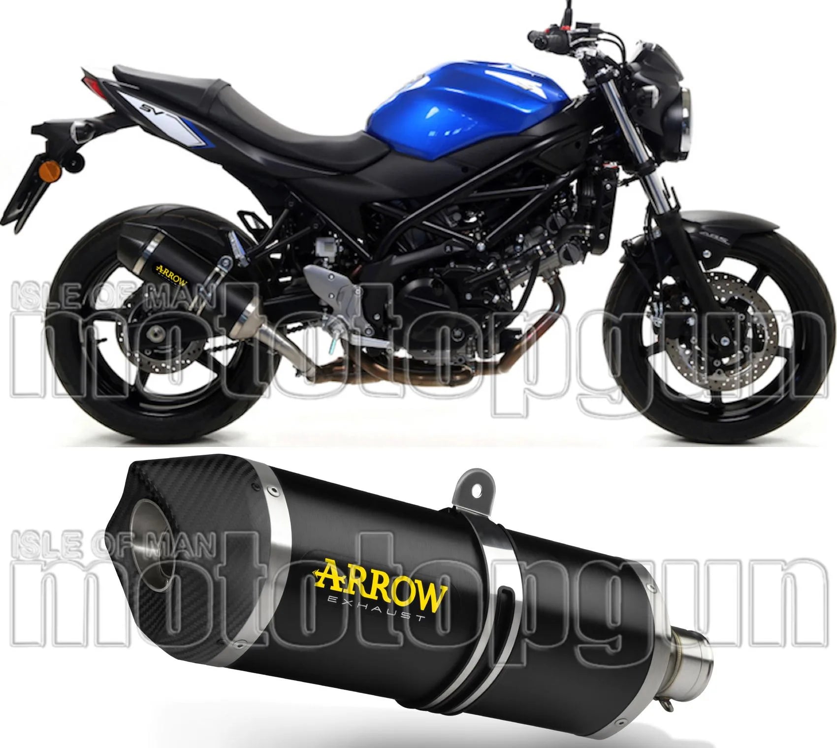 Exhaust Tip With Noise Certification Race-Tech Black Aluminium Carbon - Arrow Special Parts Compatible With Suzuki Sv 650 (2016-2024)