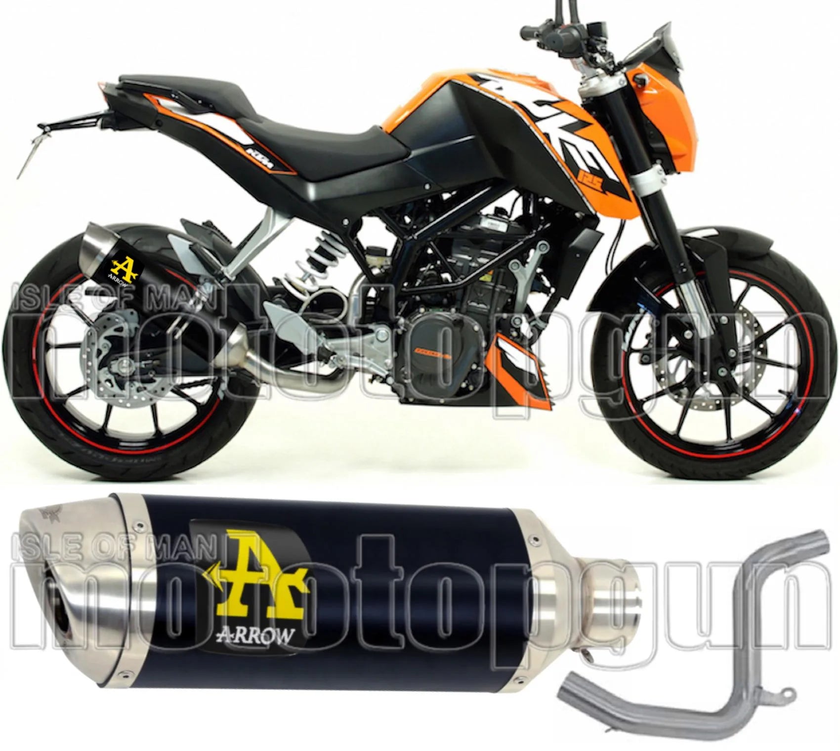 Non-Catalytic Exhaust Tip With Sound Certification Thunder Black Aluminium Stainless Steel - Arrow Special Parts Compatible With Ktm 200 Duke (2011-2014)