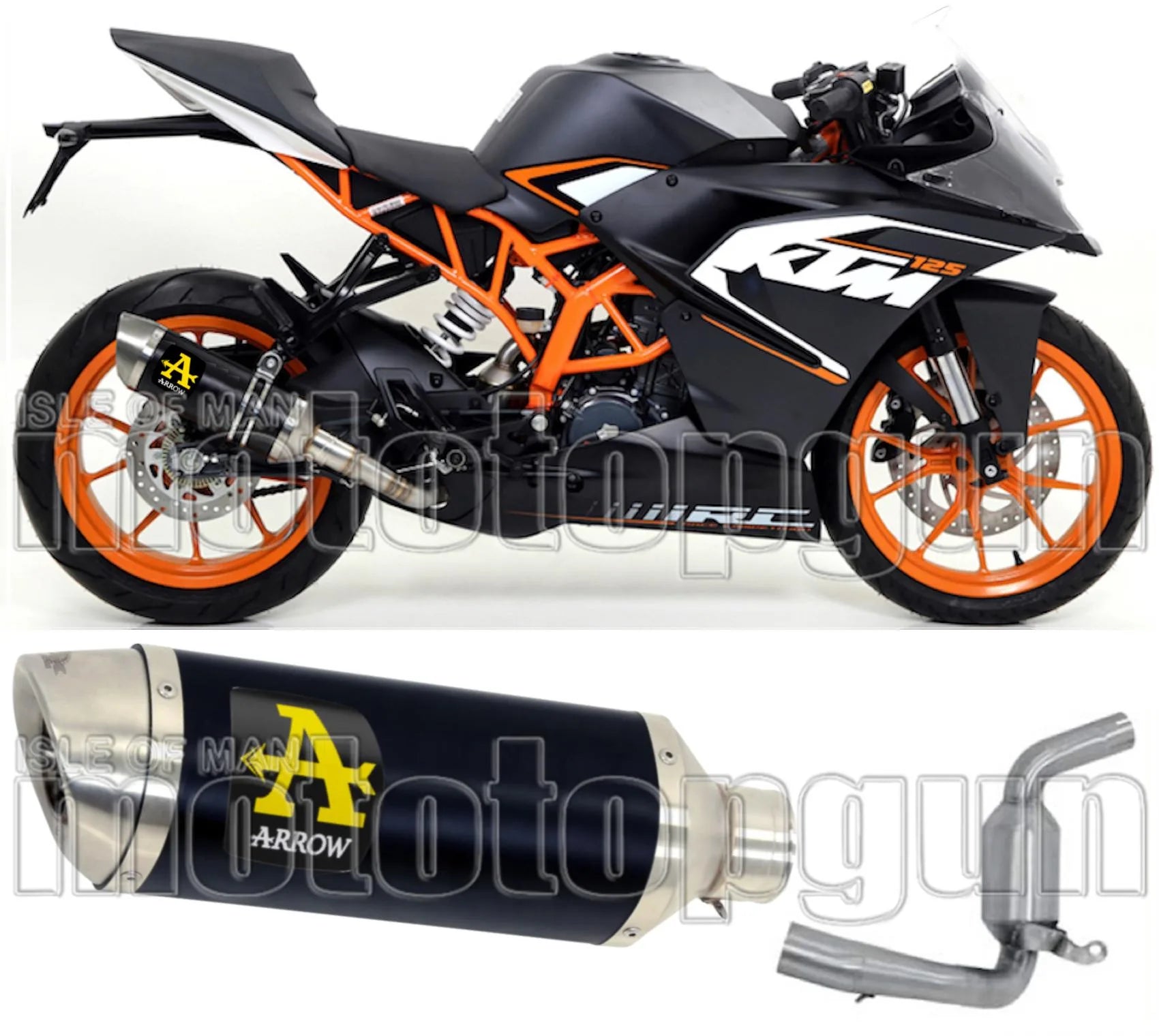 Non-Catalytic Exhaust Tip With Sound Certification Thunder Black Aluminium Stainless Steel - Arrow Special Parts Compatible With Ktm Rc 125 (2015-2016)