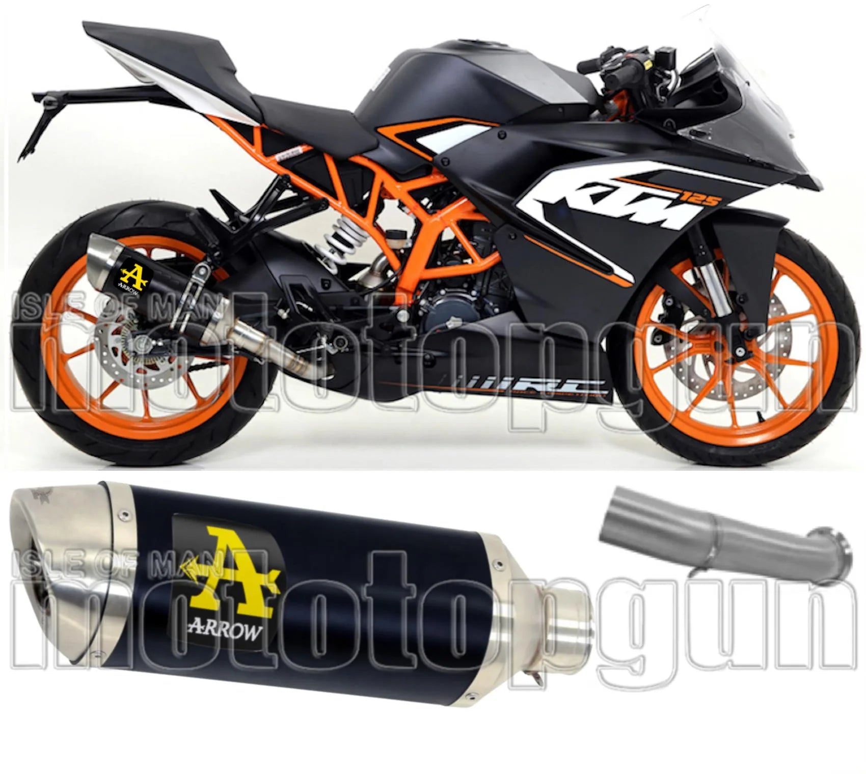 Non-Catalytic Exhaust Tip With Sound Certification Thunder Black Aluminium Stainless Steel - Arrow Special Parts Compatible With Ktm Rc 125 (2017-2020)