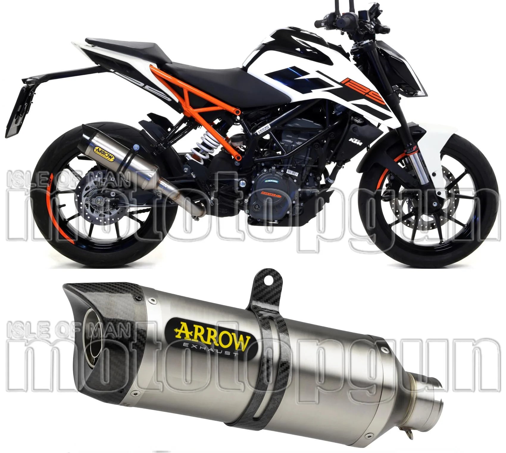 Non-Catalytic Exhaust Tip With Sound Certification Thunder Titanium Carbon - Arrow Special Parts Compatible With Ktm 390 Duke (2017-2020)