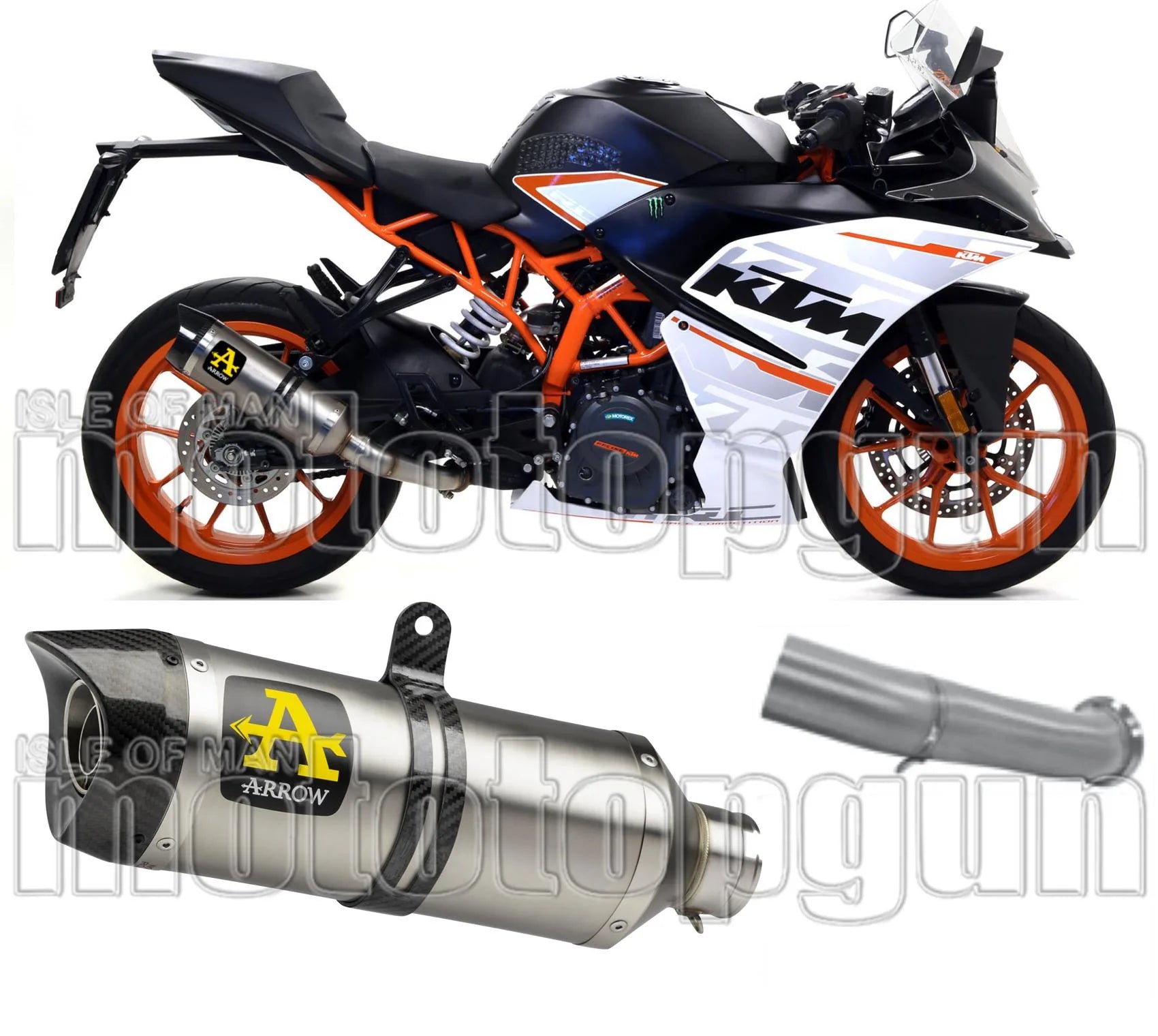 Non-Catalytic Exhaust Tip With Sound Certification Thunder Titanium Carbon - Arrow Special Parts Compatible With Ktm Rc 125 (2017-2020)