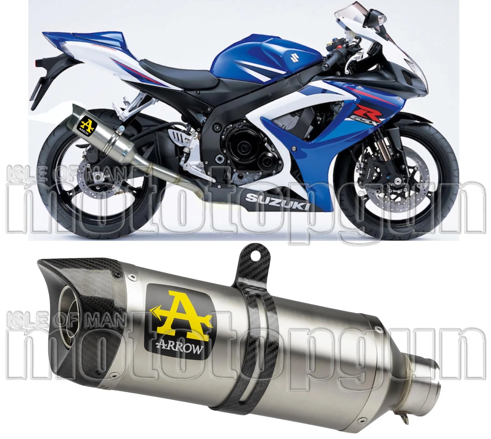 Exhaust Tip With Noise Certification Thunder Aluminium Carbon - Arrow Special Parts Compatible With Suzuki Gsx-R 750 Ie (2008-2010)