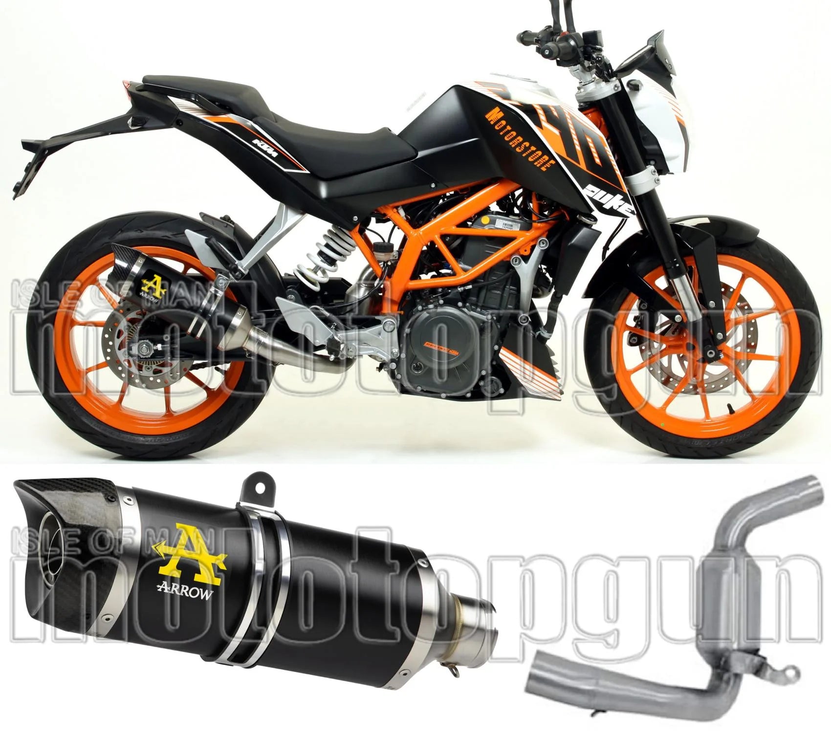Non-Catalytic Exhaust Tip With Sound Certification Thunder Black Aluminium Carbon - Arrow Special Parts Compatible With Ktm 390 Duke (2013-2016)