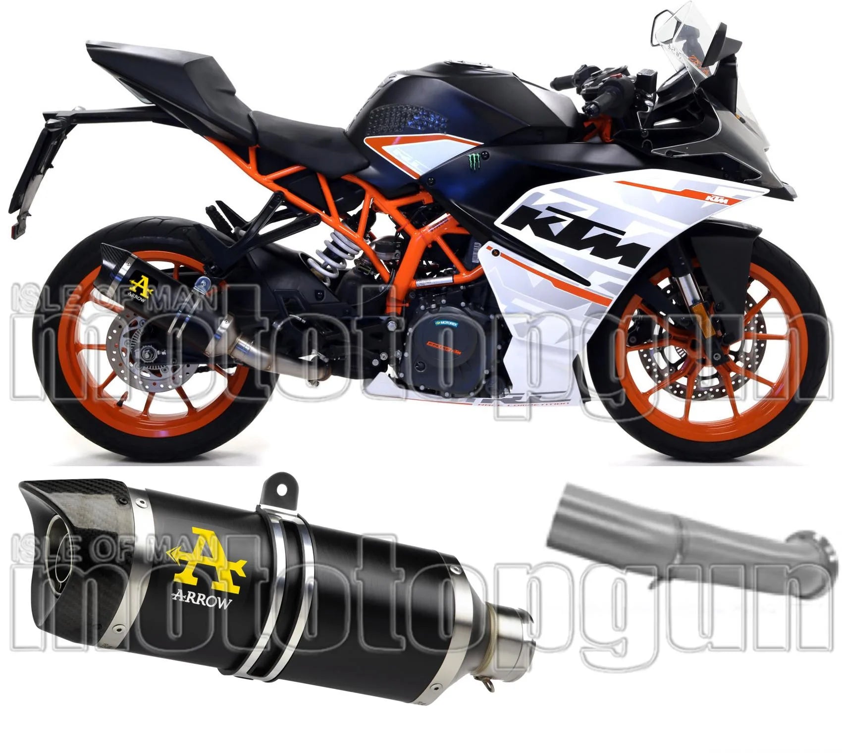 Non-Catalytic Exhaust Tip With Sound Certification Thunder Black Aluminium Carbon - Arrow Special Parts Compatible With Ktm Rc 390 (2017-2020)