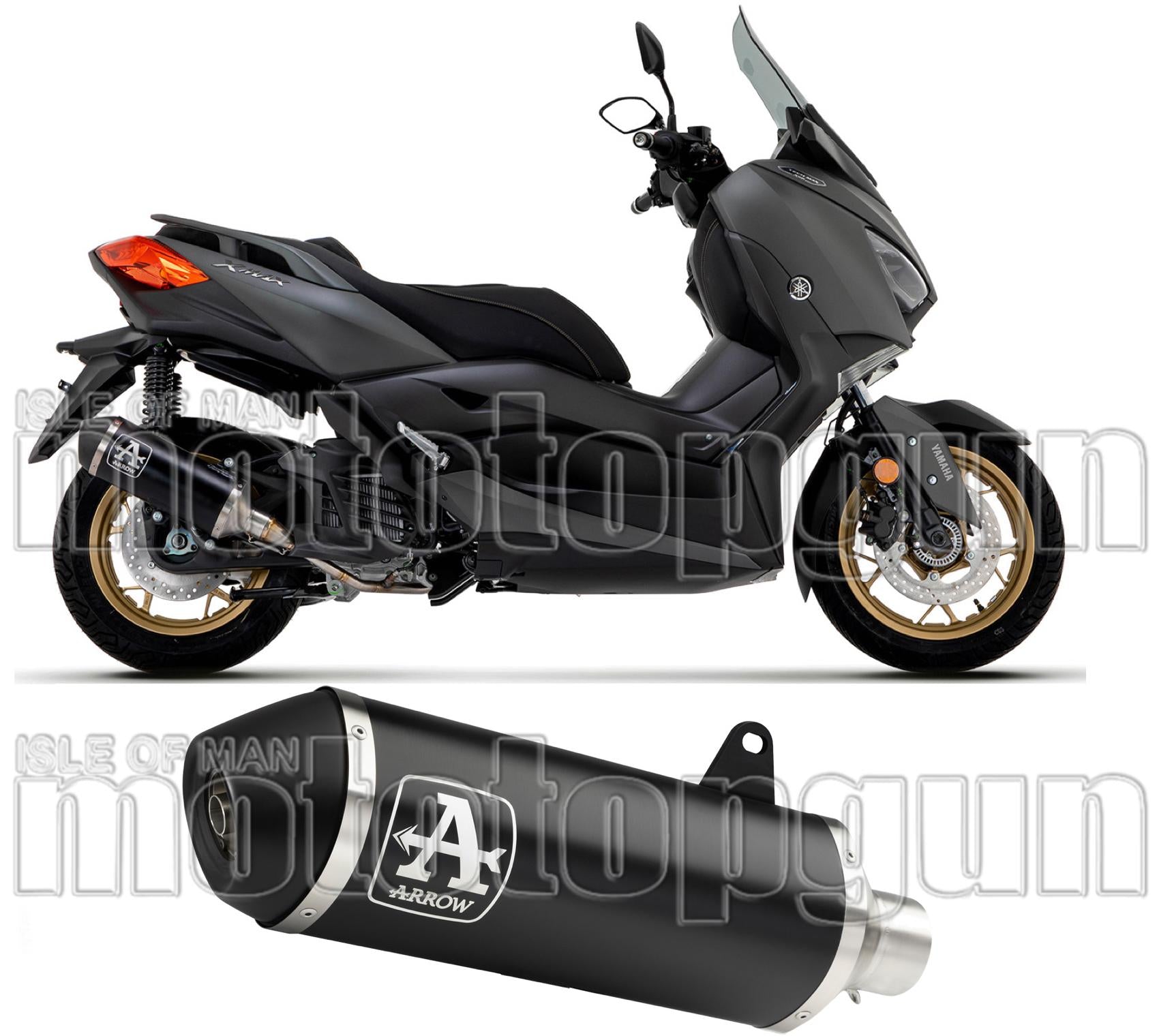 Catalytic Exhaust Tip With Sound Certification Urban Black Aluminium Stainless Steel Black - Arrow Special Parts Compatible With Yamaha X-Max 300 (2017-2020)