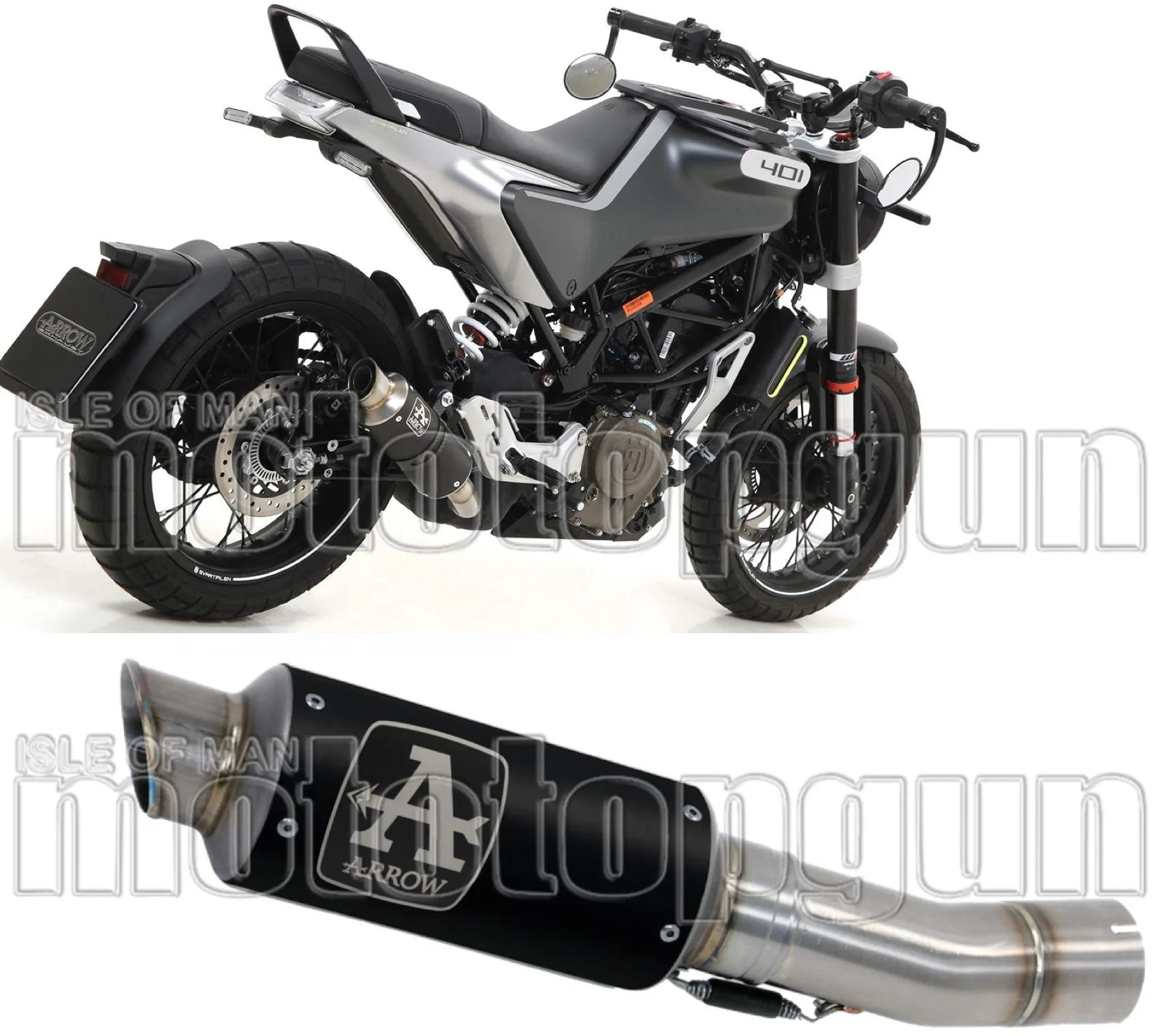 Exhaust Tip With Noise Certification Gp2 Gp-2 Black Nichrom Stainless Steel - Arrow Special Parts Compatible With Husqvarna Vitpilen 401 (2020-2023)