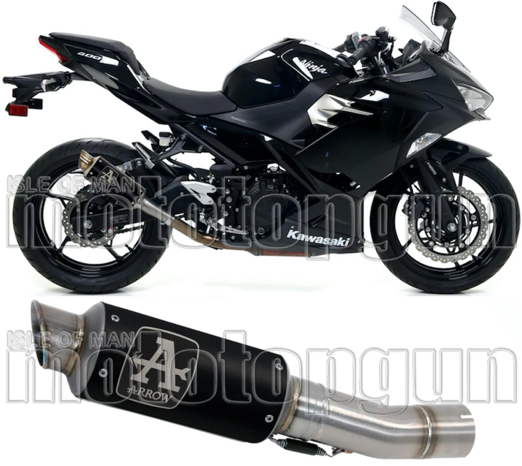 Exhaust Tip With Noise Certification Gp2 Gp-2 Black Nichrom Stainless Steel - Arrow Special Parts Compatible With Kawasaki Z 400 (2019-2020)