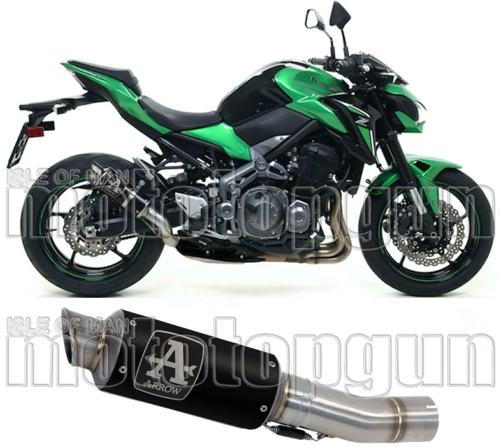 Exhaust Tip With Noise Certification Gp2 Gp-2 Black Nichrom Stainless Steel - Arrow Special Parts Compatible With Kawasaki Z 900 A2 (2019-2024)