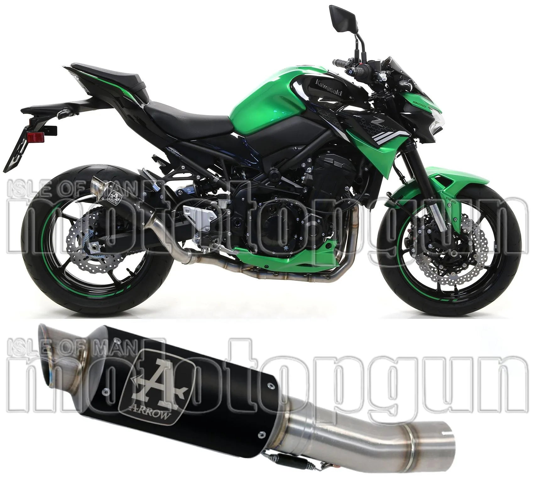 Exhaust Tip With Noise Certification Gp2 Gp-2 Black Nichrom Stainless Steel - Arrow Special Parts Compatible With Kawasaki Z 900 (2020-2024)