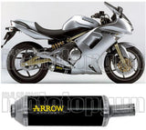 Exhaust Tip With Noise Certification Maxi Race-Tech Black Aluminium Stainless Steel - Arrow Special Parts Compatible With Kawasaki Er-6 N (2005-2011)