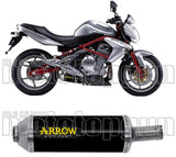 Exhaust Tip With Noise Certification Maxi Race-Tech Black Aluminium Stainless Steel - Arrow Special Parts Compatible With Kawasaki Er-6 N (2005-2011)