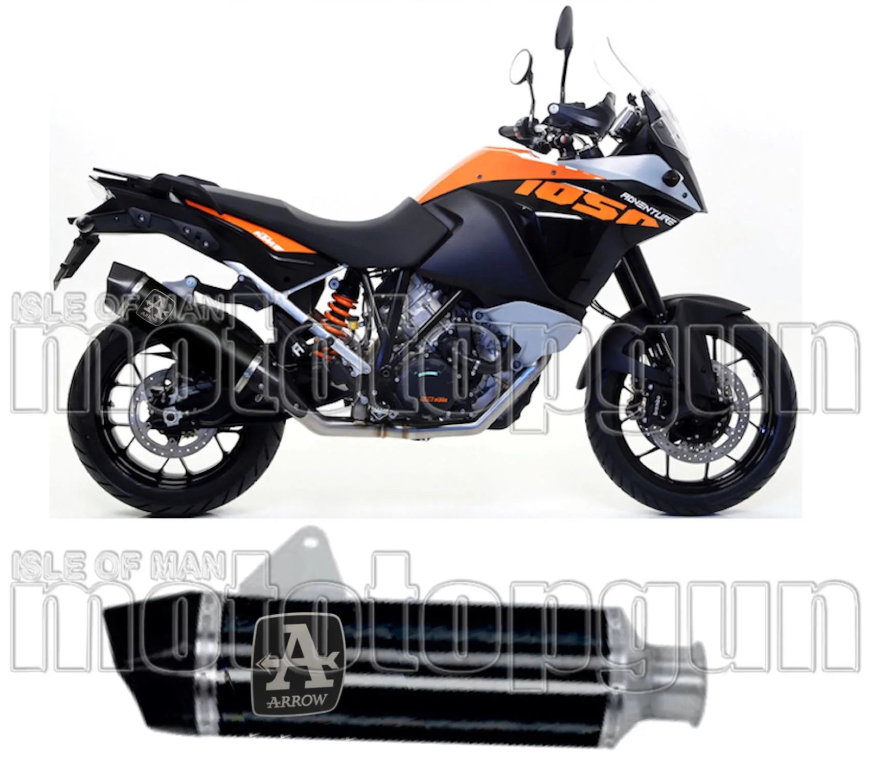 Exhaust Tip With Noise Certification Maxi Race-Tech Black Aluminium Carbon - Arrow Special Parts Compatible With Ktm 1050 Adventure (2015-2016)