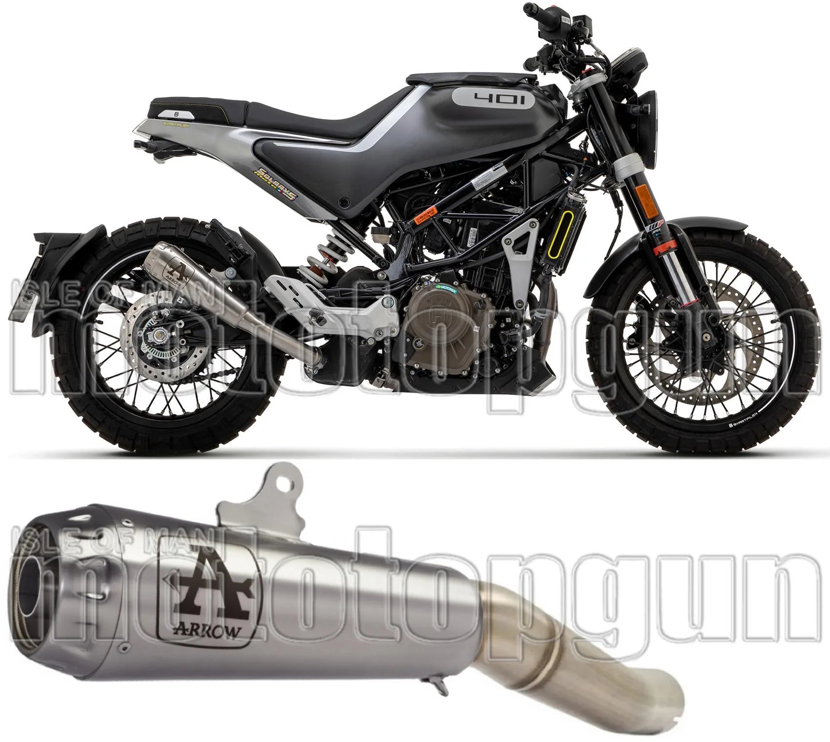 Exhaust Tip With Noise Certification Pro-Race Nichrom Stainless Steel - Arrow Special Parts Compatible With Husqvarna Vitpilen 401 (2020-2023)