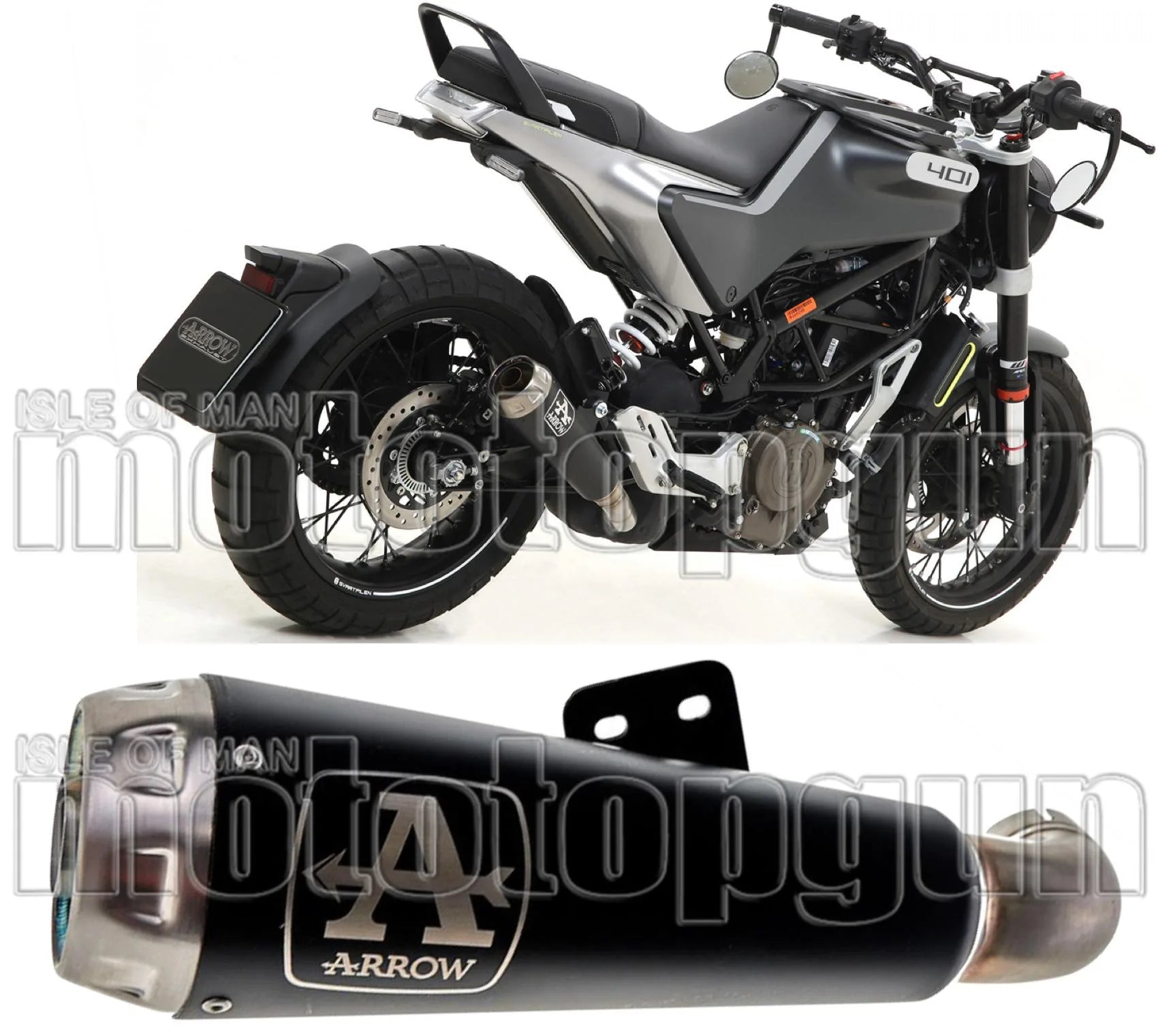 Exhaust Tip With Noise Certification Pro-Race Black Nichrom Stainless Steel - Arrow Special Parts Compatible With Husqvarna Svartpilen 401 (2020-2023)