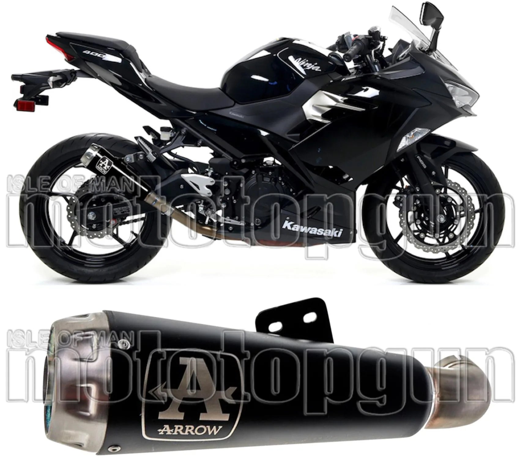 Exhaust Tip With Noise Certification Pro-Race Black Nichrom Stainless Steel - Arrow Special Parts Compatible With Kawasaki Ninja 400 (2018-2021)