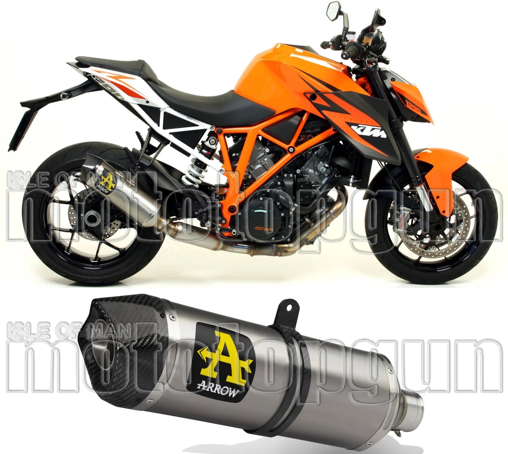 Exhaust Tip With Noise Certification Race-Tech Titanium Carbon - Arrow Special Parts Compatible With Ktm 1290 Superduke Gt (2017-2021)