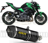 Exhaust Tip With Noise Certification Race-Tech Black Aluminium Carbon - Arrow Special Parts Compatible With Kawasaki Z 900 (2017-2019)