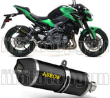 Exhaust Tip With Noise Certification Race-Tech Black Aluminium Carbon - Arrow Special Parts Compatible With Kawasaki Z 900 A2 (2019-2024)