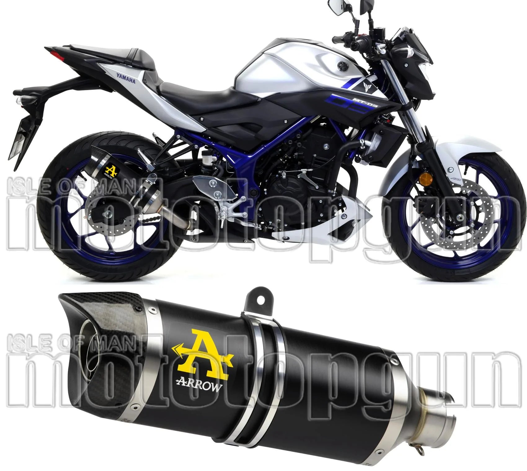 Exhaust Tip With Noise Certification Thunder Black Aluminium Carbon - Arrow Special Parts Compatible With Yamaha Yzf-R3 (2015-2017)