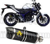 Exhaust Tip With Noise Certification Thunder Black Aluminium Carbon - Arrow Special Parts Compatible With Yamaha Mt-03 (2018-2019)